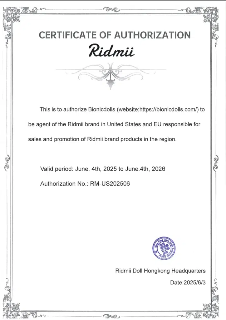 ridmii doll Authorization Letter